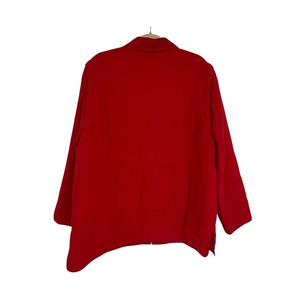 Diane von Furstenberg Silk Assets VTG Red Quilted Jacket Womens L Convertible - Picture 2 of 9